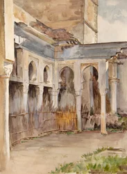 Patio con arcos de herradura (acuarela)