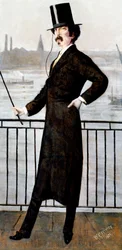 James Abbott McNeill Whistler en el paseo de la viuda en su casa en Lindsey Row, Chelsea, 1871