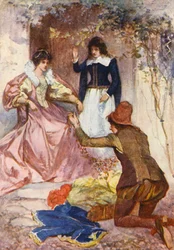 Ilustración para Kenilworth de Sir Walter Scott (litografía en color)