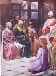 El niño Jesús en el templo, de El Libro de Imágenes de la Biblia publicado por Thomas Nelson, c.1950