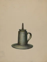 Lámpara de aceite de peltre, c. 1938