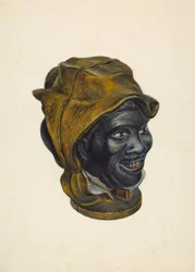 Hucha de juguete: cabeza de un niño negro, hacia 1939.