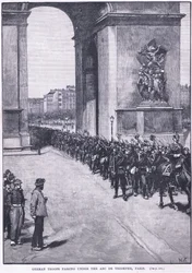 Tropas alemanas pasando bajo el Arco de Triunfo 1871 d.C.
