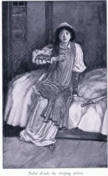 Julieta bebe la poción para dormir