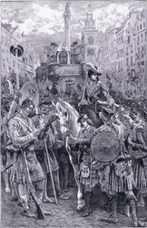 Proclamación del Viejo Pretendiente como el Rey Jacobo VIII en la Cruz de Edimburgo