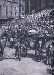 El Jubileo de Diamante: Acción de gracias en la Catedral de San Pablo, ilustración de la Historia de Inglaterra de Cassell, 1900s