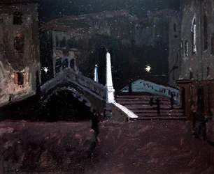 Ponte delle Guglie sul Cannaregio (Escena nocturna, Venecia)