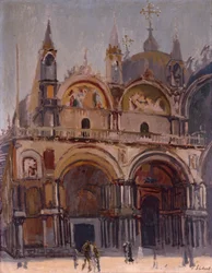 Vista de la Plaza y Basílica de San Marcos, c.1901 (óleo sobre lienzo)