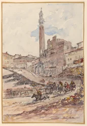 Carrera de caballos, Siena, Italia