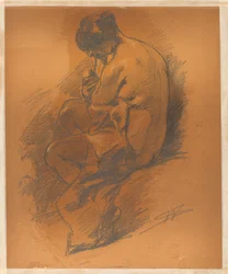 Estudio de desnudo de una mujer sentada