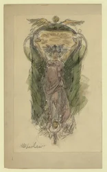 Dibujo de estudio para mural de mujer, no. 1
