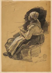 Estudio de mujer pelando patatas