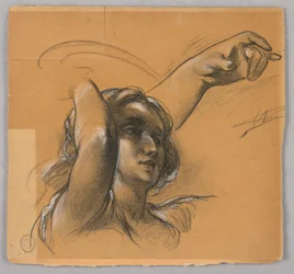 Estudio de la cabeza y los brazos de una figura