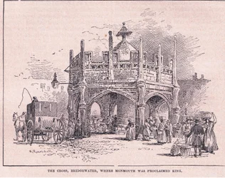 La Cruz, Bridgewater, donde Monmouth fue proclamado rey AD 1685