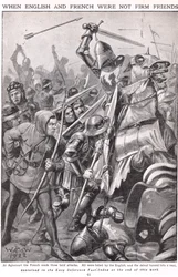 Cuando los franceses e ingleses lucharon en Agincourt, ilustración 