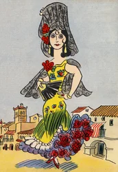 Los locos disfraces de Walter Trier: España (litografía en color)