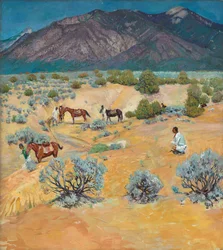 Paisaje de Taos con indios