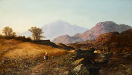 Tiempo de cosecha junto al río Lleder, Gales del Norte, 1874