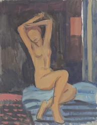 Desnudo con los brazos levantados