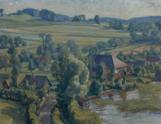 Paisaje de Attersee cerca de Unterbuchberg