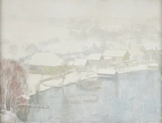 paisaje de invierno en el lago