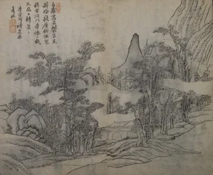 Paisaje después de Xia Gui activo ca. 1195-1230, del Jardín de Semillas de Mostaza..., Primera edición, 1679