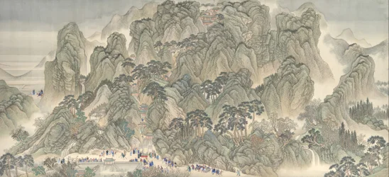 La gira de inspección del sur del emperador Kangxi, Pergamino Tres: Jinan al Monte Tai, datable a 1698