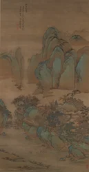 Viajeros en las montañas de otoño