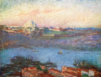 Suleimaniyeh al amanecer (litografía en color)