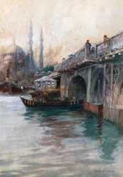 El puente de Gálata (litografía en color)