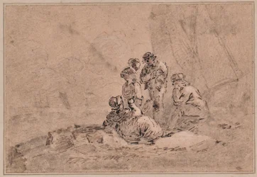 Grupo de pescadores junto a la orilla del mar