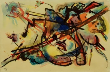 Composición abstracta (azul y dorado)