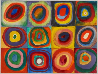 Estudio de color: cuadrados con anillos concéntricos