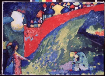 "" Le ordenar. Un mur rouge"" (Destino. Una pared roja) Peinture de Vassily Kandinsky (ou Wassily Kandinski ou Kandinskij