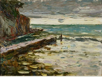 Mar tormentoso. Óleo sobre cartón/ (pintura sobre lienzo)