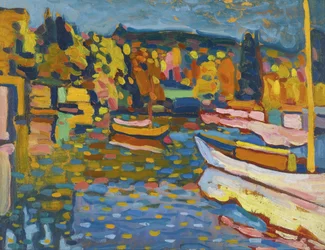 Estudio para paisaje otoñal con barcos