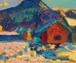 Estudio de invierno con montaña