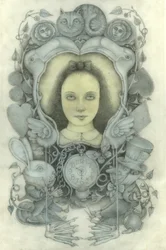 Retrato de Alicia en el espejo, 2022 (grafito, lápices de color, acuarela)