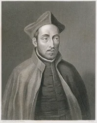 Ignacio de Loyola, grabado por W. Holl, de World Religion, publicado por A. Fullarton & Co.