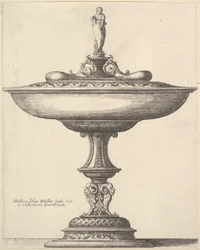 Copa ancha con tallo ornamental, 1646