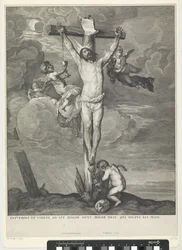 Cristo en la cruz con ángeles