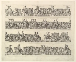 Procesión de la coronación de Carlos II por Londres, 1662.