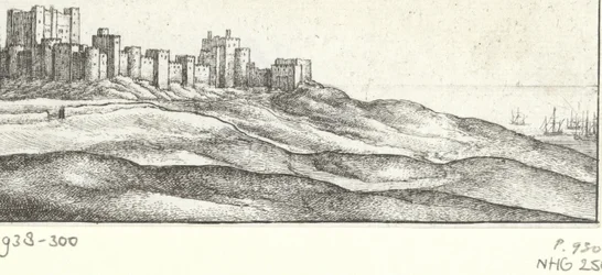 Vista del castillo de Dover Dover Castle y West Side (título sobre objeto) Lugares de interés alrededor de la costa inglesa (título de la serie)