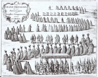 Gran procesión del soberano y los caballeros de la Orden de la Jarretera en Windsor, 1672