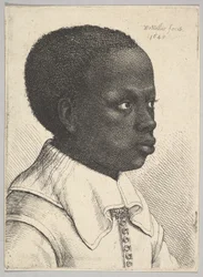 Cabeza de un joven negro en perfil a la derecha, 1645