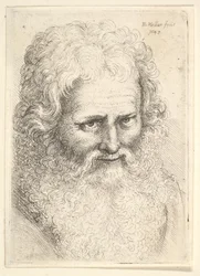 Cabeza de un anciano con una gran barba, 1645
