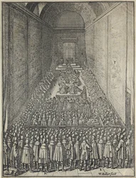 Cámara de los Lores, Palacio de Westminster en Londres, c.1650 (aguafuerte)