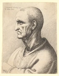 Hombre con expresión severa de perfil a la izquierda, 1645
