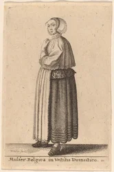 Mujer belga en vestimenta doméstica