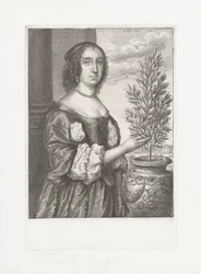 retrato, de, un, mujer estar de pie, al lado de, un, laurel, planta
